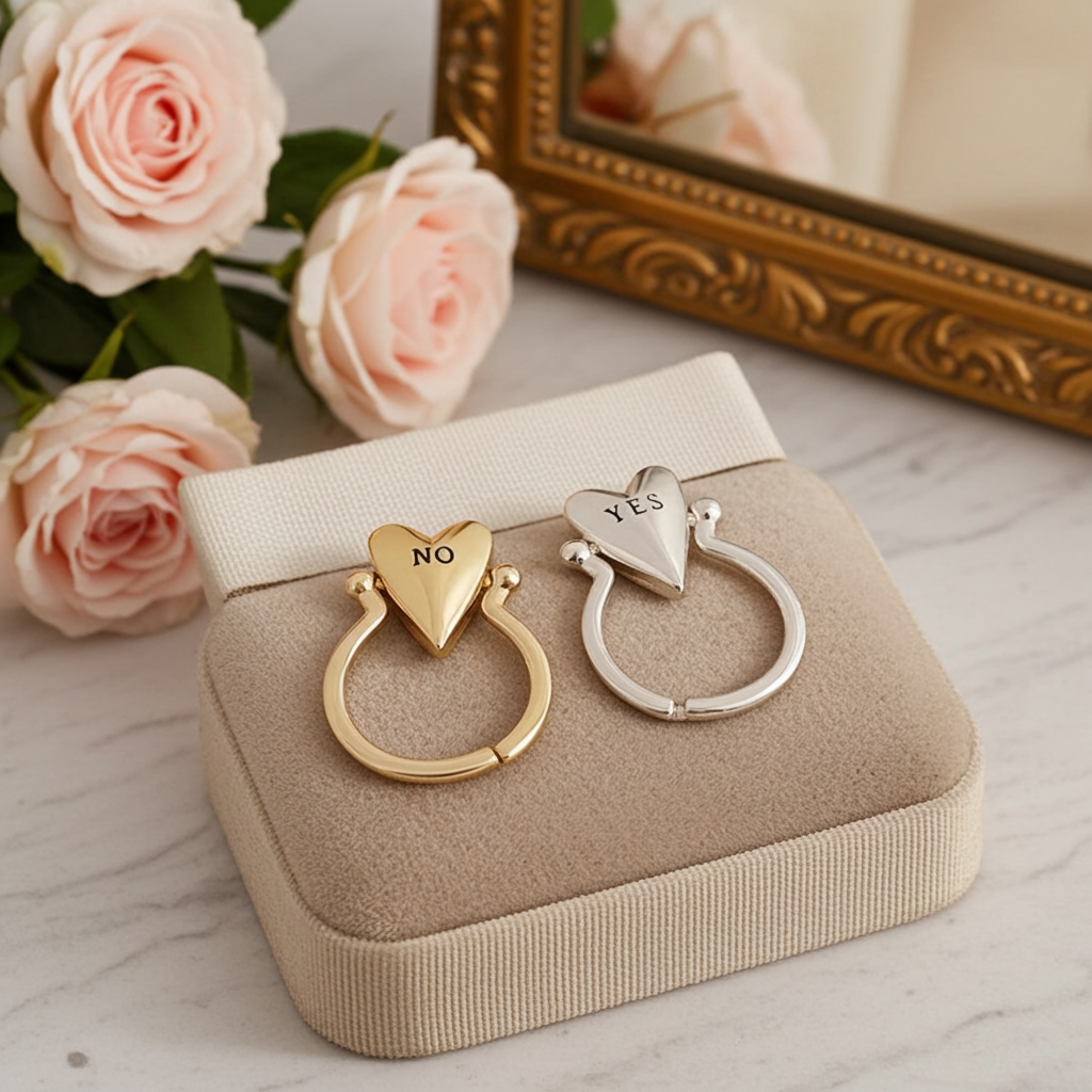 Anello di Coppia Rotante YES/NO | Cuore Vintage Regolabile