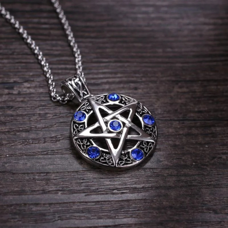 Collana Pentagramma Celtico • Pietra Blu & Rune Viking • Unisex | LoveDrop™ Italia