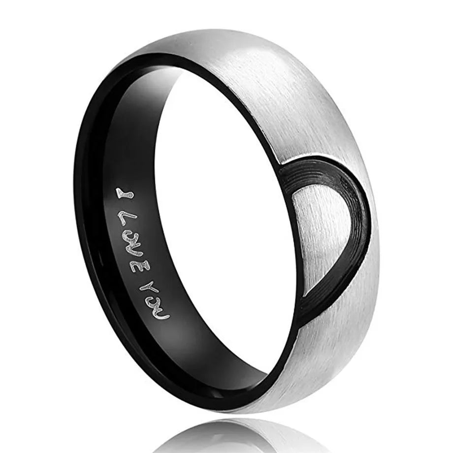 Stainless Steel Heart Lovers Couple Rings – Anelli Promessa Coppia Acciaio Inox
