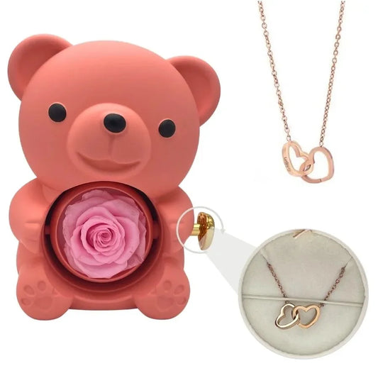 Collana Cuore Personalizzata con Nomi + Gift Box Orsetto | Regalo Romantico