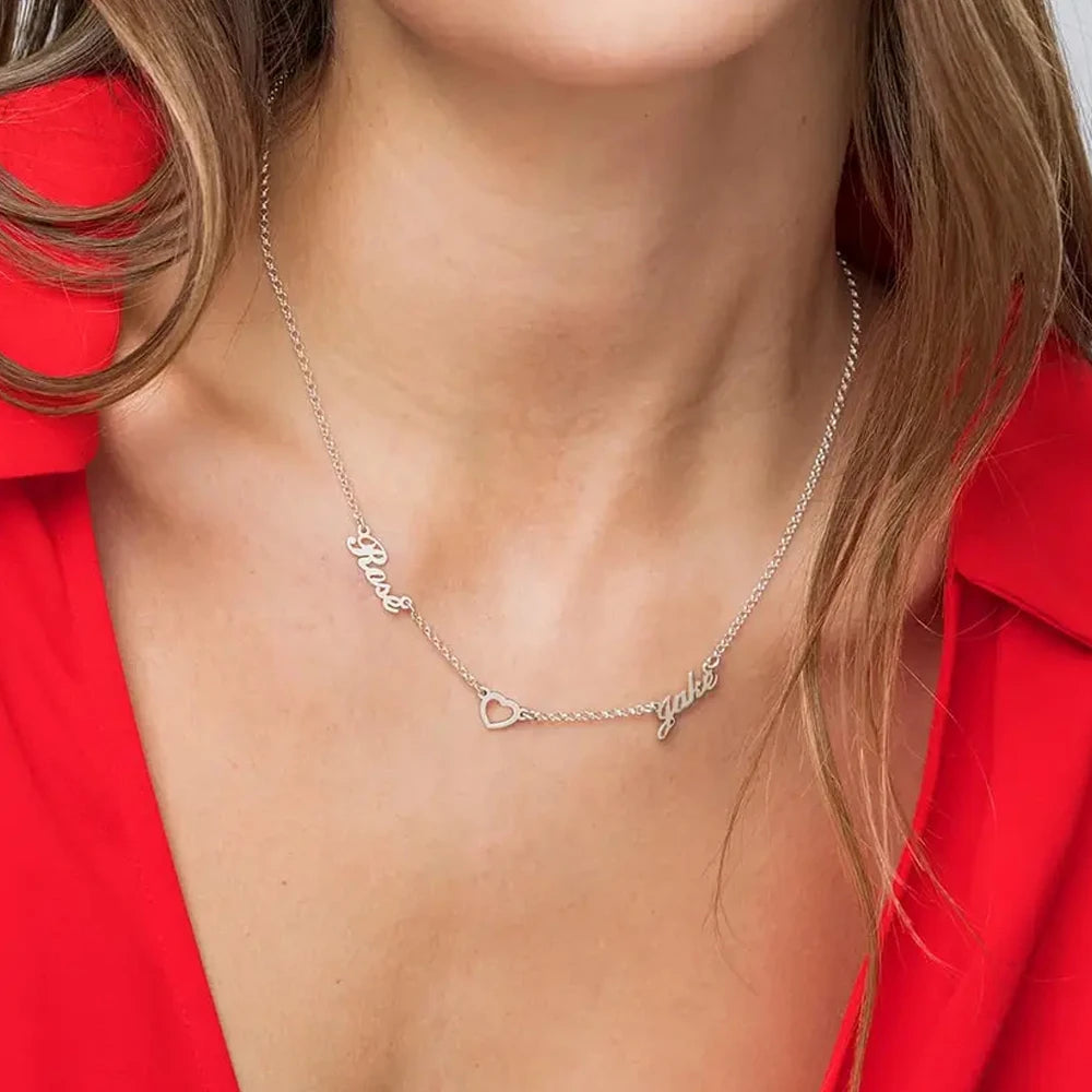 Collana Personalizzata con Nomi Multipli (1–2) – Ciondolo Famiglia (Acciaio)