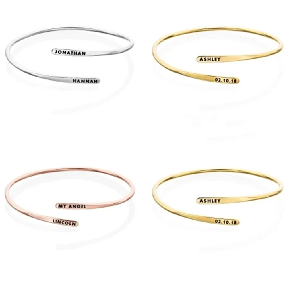 Bracciale Cuff Personalizzato – Nomi & Data Incisi in Acciaio