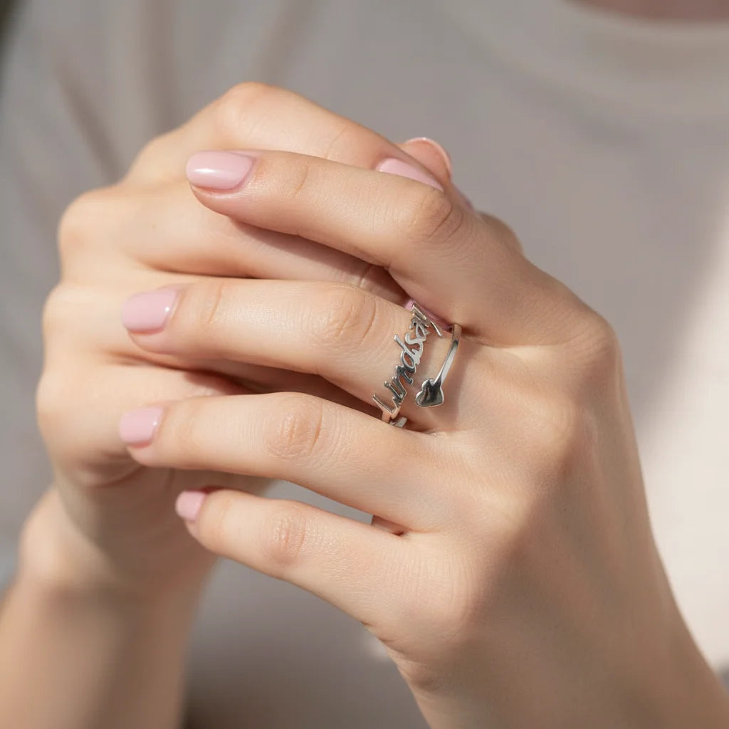 Anello Nome Personalizzato | Cuore Gold 18K & Coppia - LoveDrop
