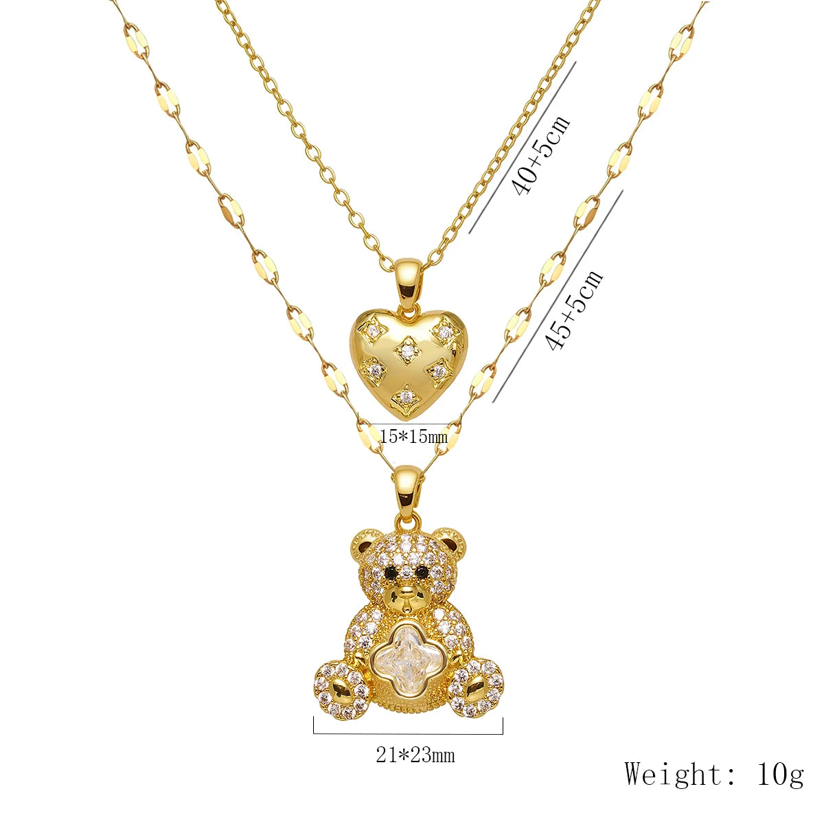 Collana Elegante Orsetto con Ciondolo a Cuore – Gioiello Raffinato in Acciaio Inossidabile