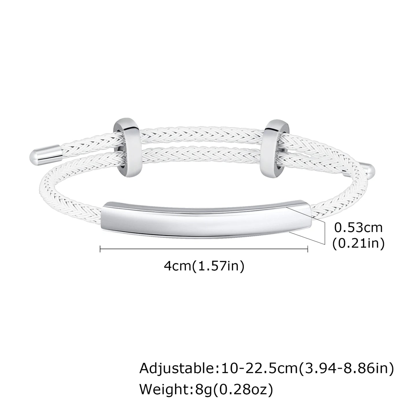 Bracciale Uomo Barra Incisa Personalizzata – Bangle Corda Attorcigliata (Acciaio)