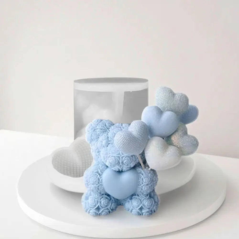 Stampo in Silicone Orsetto Love Rose con Cuore – Per Candele, Resina e Ceramica