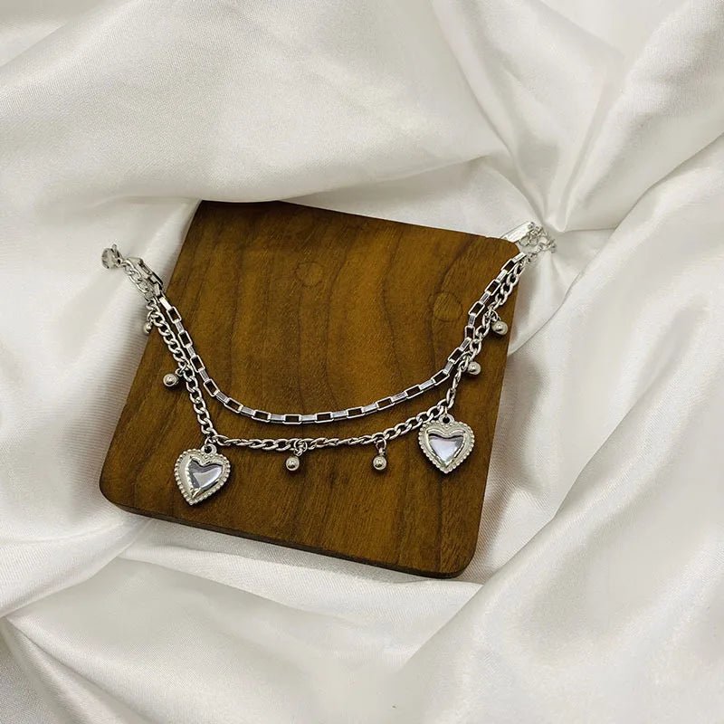 Bracciali Coppia Stile Retrò – Doppio Strato con Cuore Pesca - LoveDrop