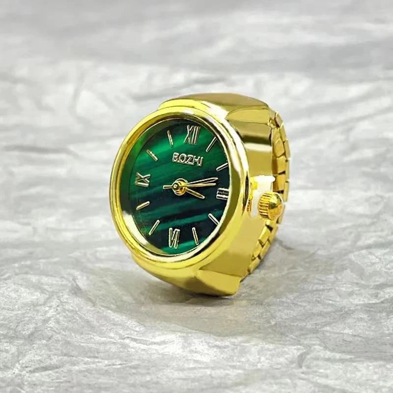 Anello Orologio Verde per Coppie – Design Creativo in Lega con Quadrante Rotondo