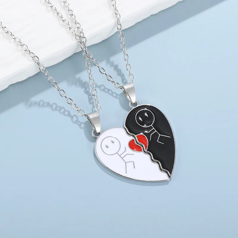 Collana di Coppia Chiave & Cuore Spezzato • Silver Plated • Promessa & Unione | LoveDrop™ Italia