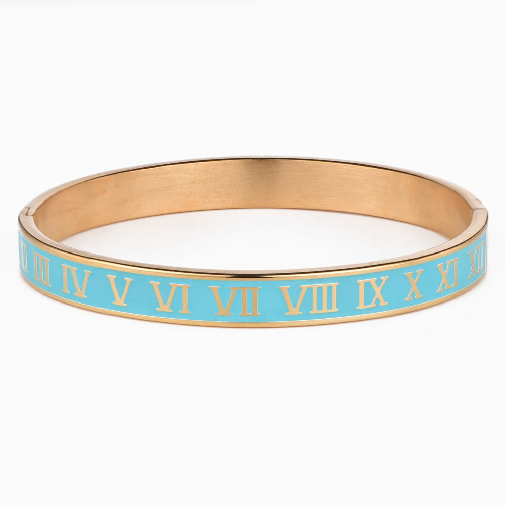 Bracciale Bangle Numeri Romani – Acciaio Smaltato Unisex