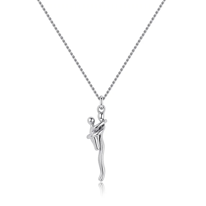 Collana Abbraccio Mamma & Figlio in Argento 925 – Ciondolo Staccabile (Bicolore)