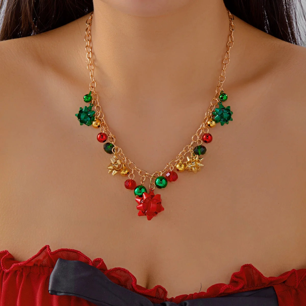 Collana Natalizia Multi-Charms • Albero, Fiocco, Renna & Campanello | LoveDrop™ Italia