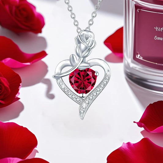 Collana Cuore con Birthstone + Scatola Rosa – Regalo Romantico per Natale e Compleanni 2025