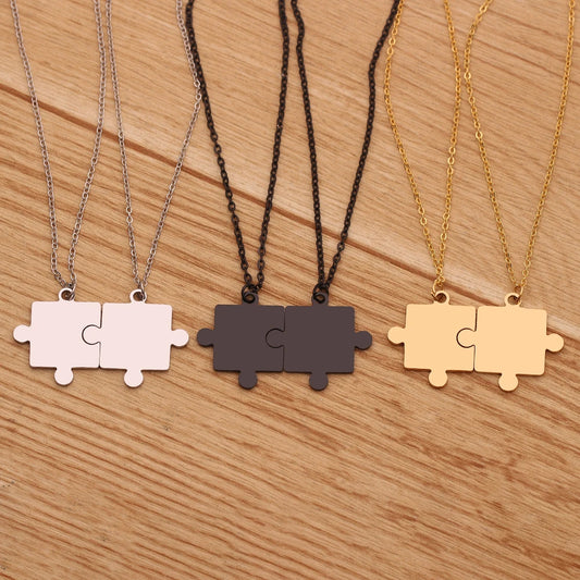 Collane di Coppia Puzzle – Set 2 Pezzi in Acciaio, Amore e Unione