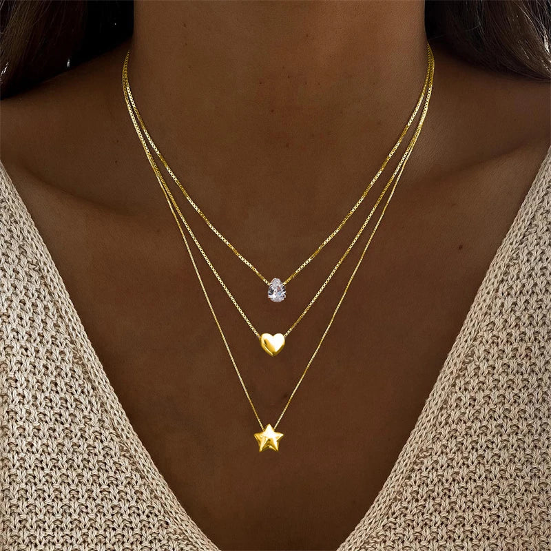 Collana Multistrato Lucky Protection • Evil Eye Turco • Zirconi & Perla • Stile Elegante Donna | LoveDrop™ Italia