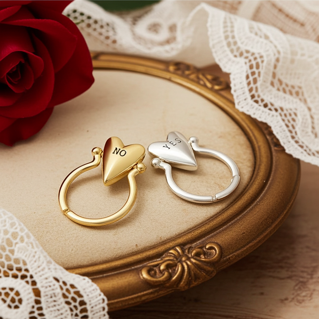 Anello di Coppia Rotante YES/NO | Cuore Vintage Regolabile