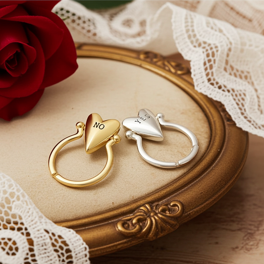 Anello di Coppia Rotante YES/NO | Cuore Vintage Regolabile