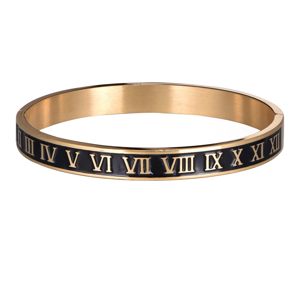 Bracciale Bangle Numeri Romani – Acciaio Smaltato Unisex