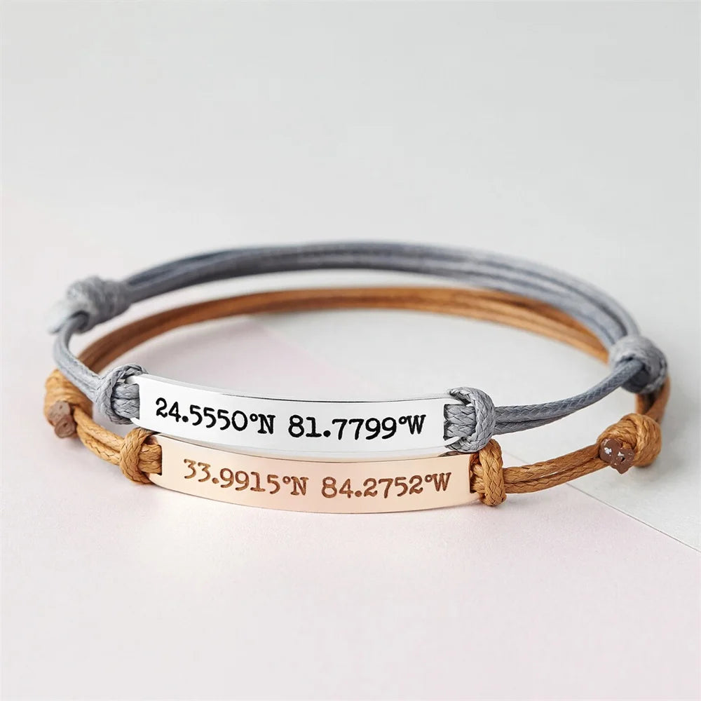 Bracciale Coordinate Personalizzato – GPS in Acciaio Inossidabile