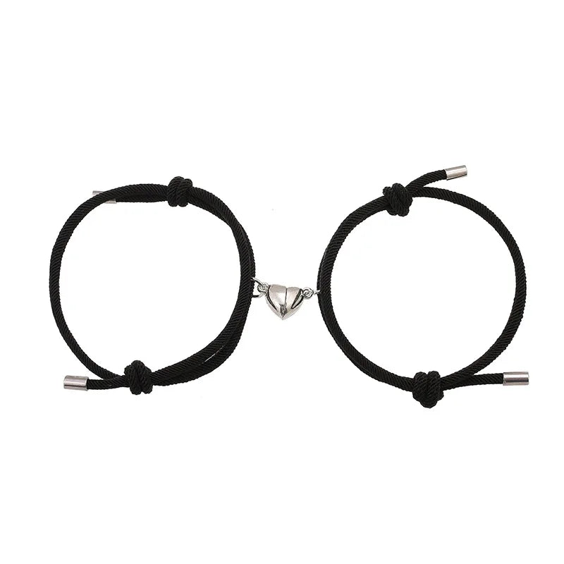Bracciale di Coppia Magnetico – Cuore Bianco & Nero