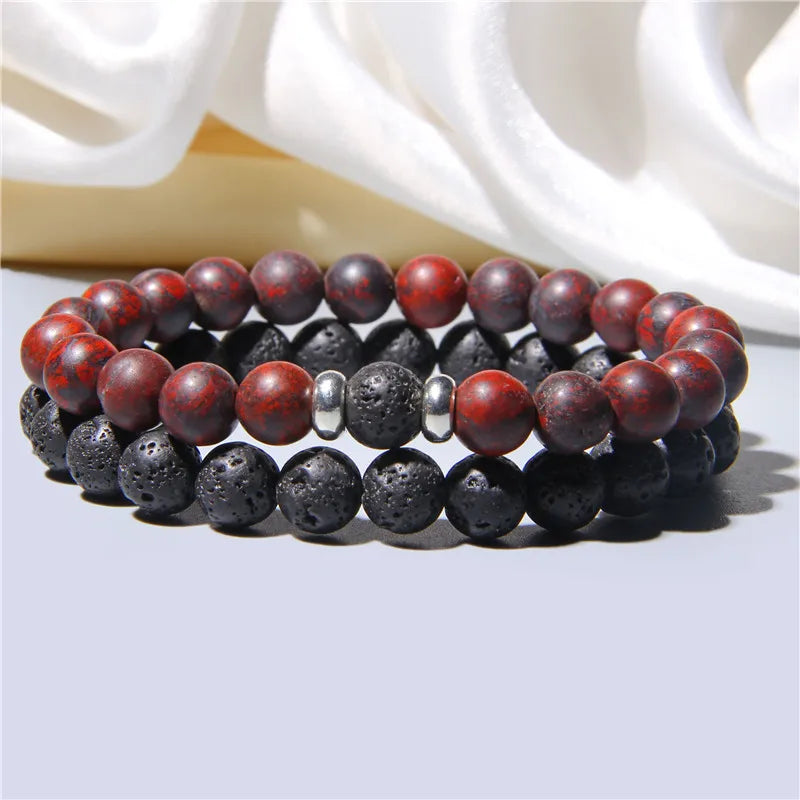 Bracciali di Coppia Premium – Lava Nera & Legno Naturale