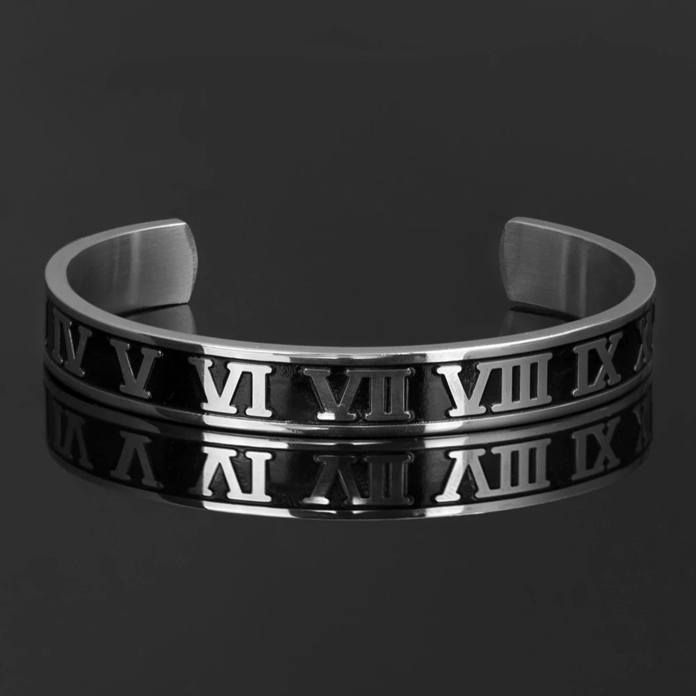 Bracciale Bangle Numeri Romani – Acciaio Smaltato Unisex
