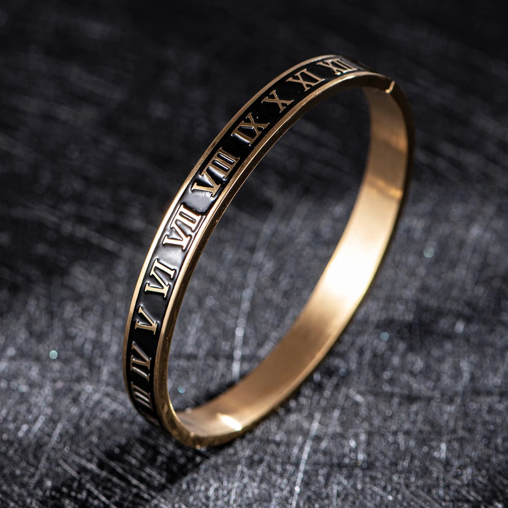 Bracciale Bangle Numeri Romani – Acciaio Smaltato Unisex