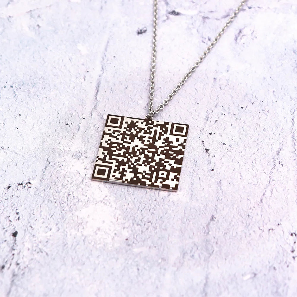 Collana QR Code Personalizzata • Messaggio Segreto • Acciaio Inox | LoveDrop™ Italia