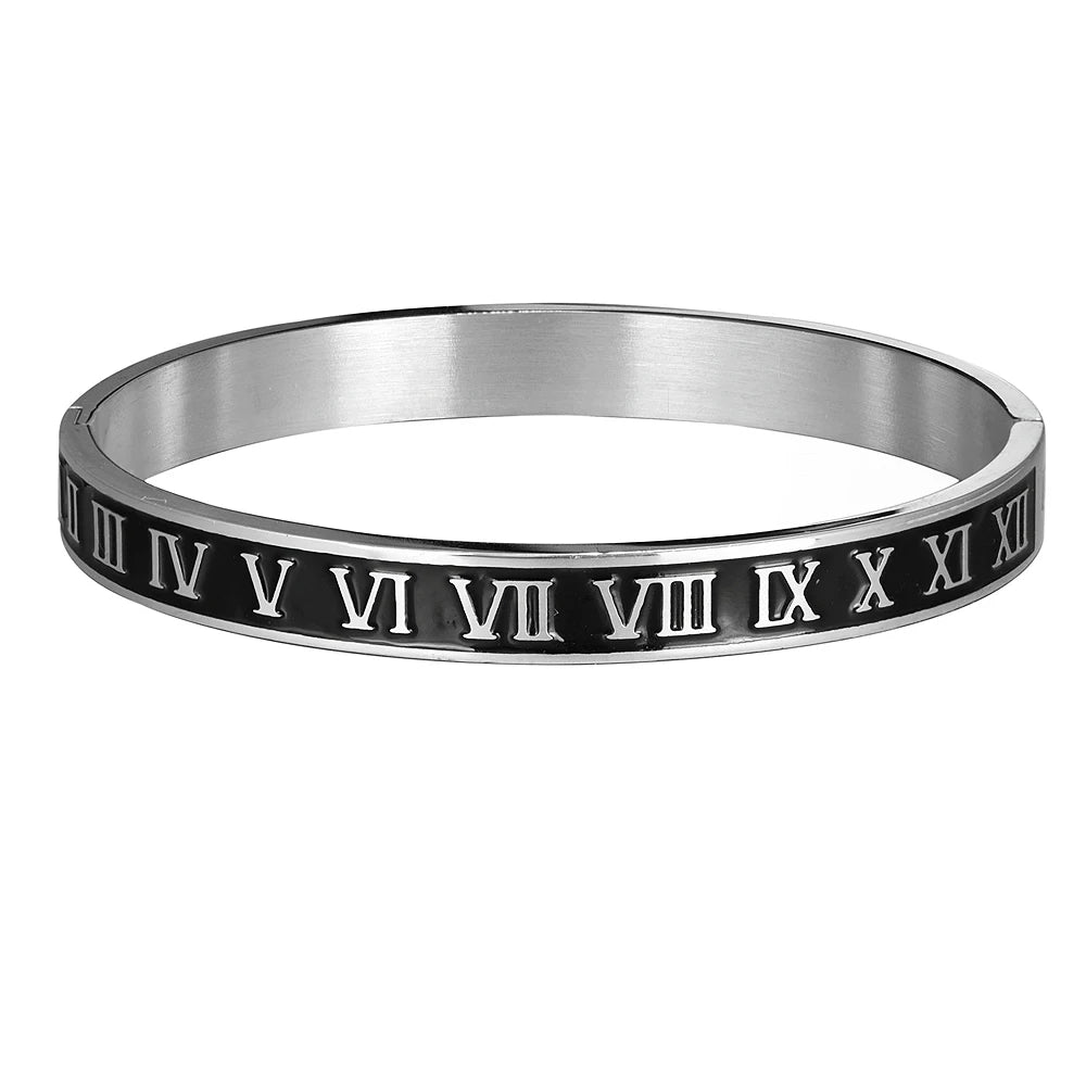Bracciale Bangle Numeri Romani – Acciaio Smaltato Unisex