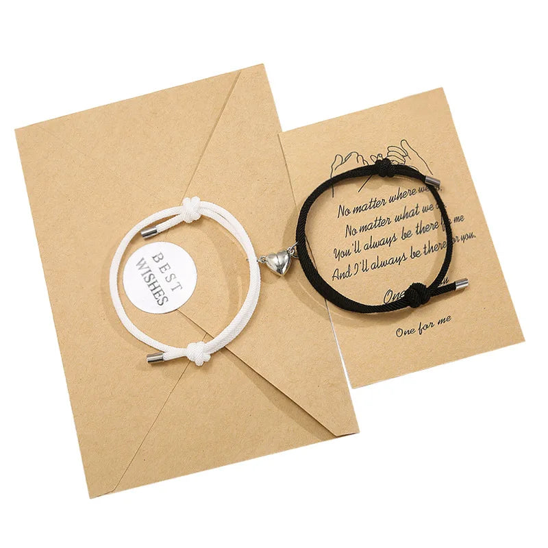 Bracciale di Coppia Magnetico – Cuore Bianco & Nero