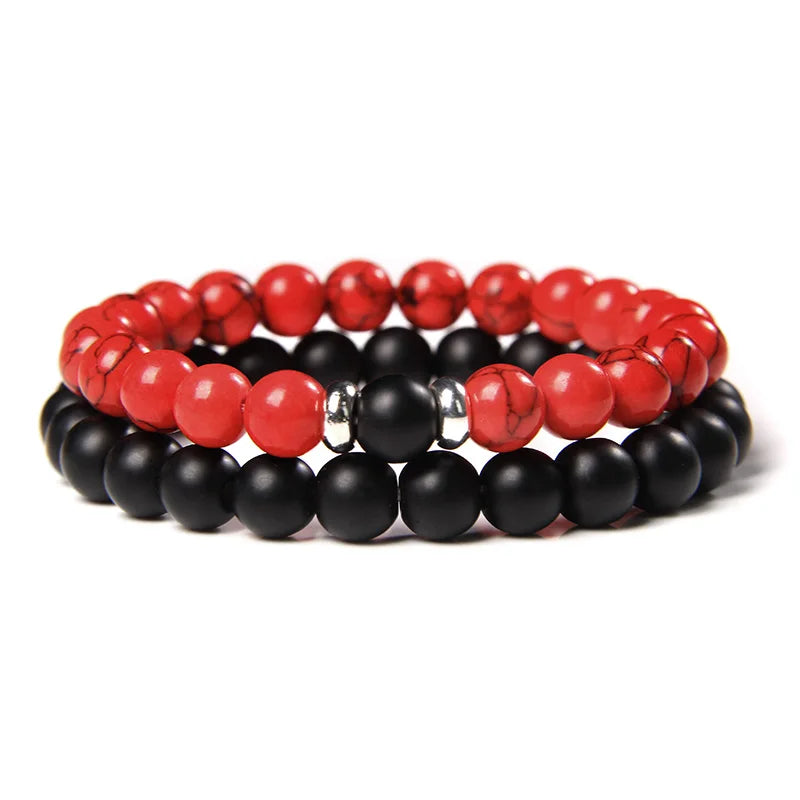 Bracciali di Coppia Premium – Lava Nera & Legno Naturale