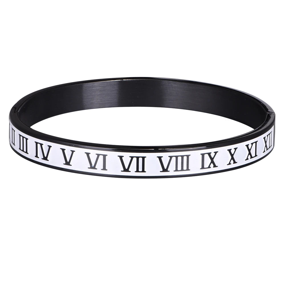 Bracciale Bangle Numeri Romani – Acciaio Smaltato Unisex