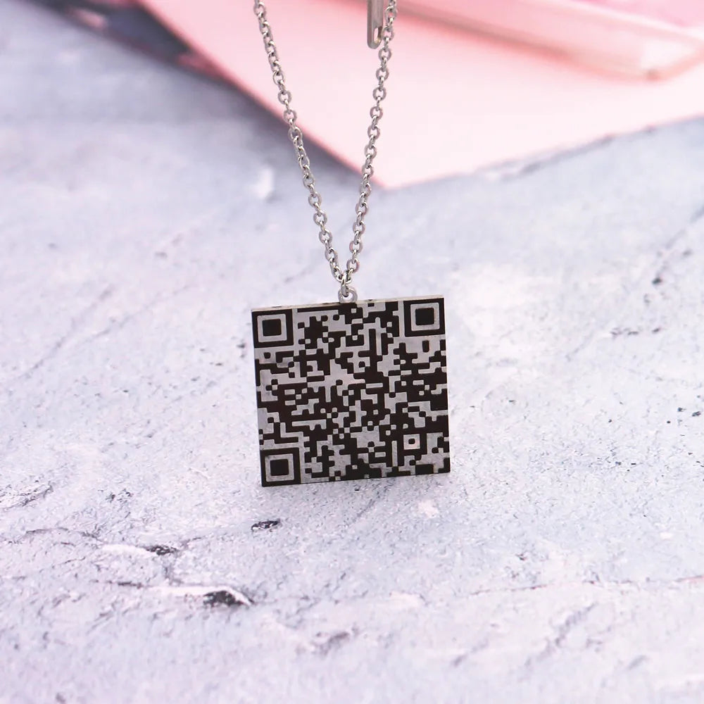 Collana QR Code Personalizzata • Messaggio Segreto • Acciaio Inox | LoveDrop™ Italia