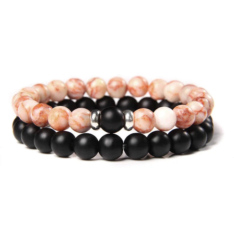 Bracciali di Coppia Premium – Lava Nera & Legno Naturale