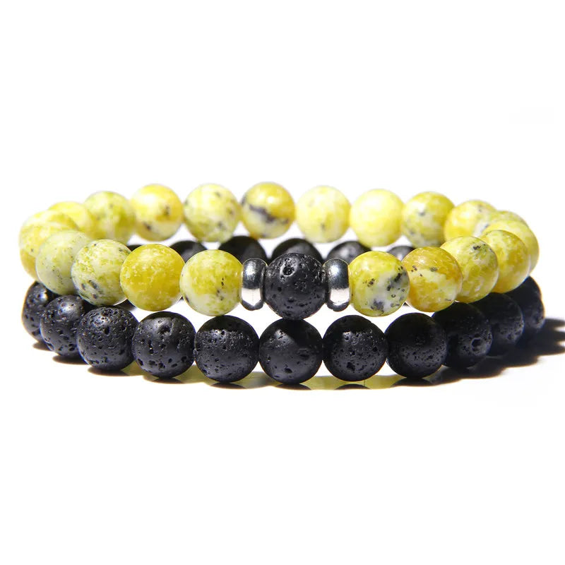 Bracciali di Coppia Premium – Lava Nera & Legno Naturale