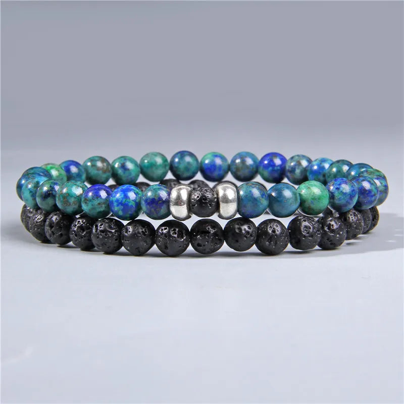 Bracciali di Coppia Premium – Lava Nera & Legno Naturale