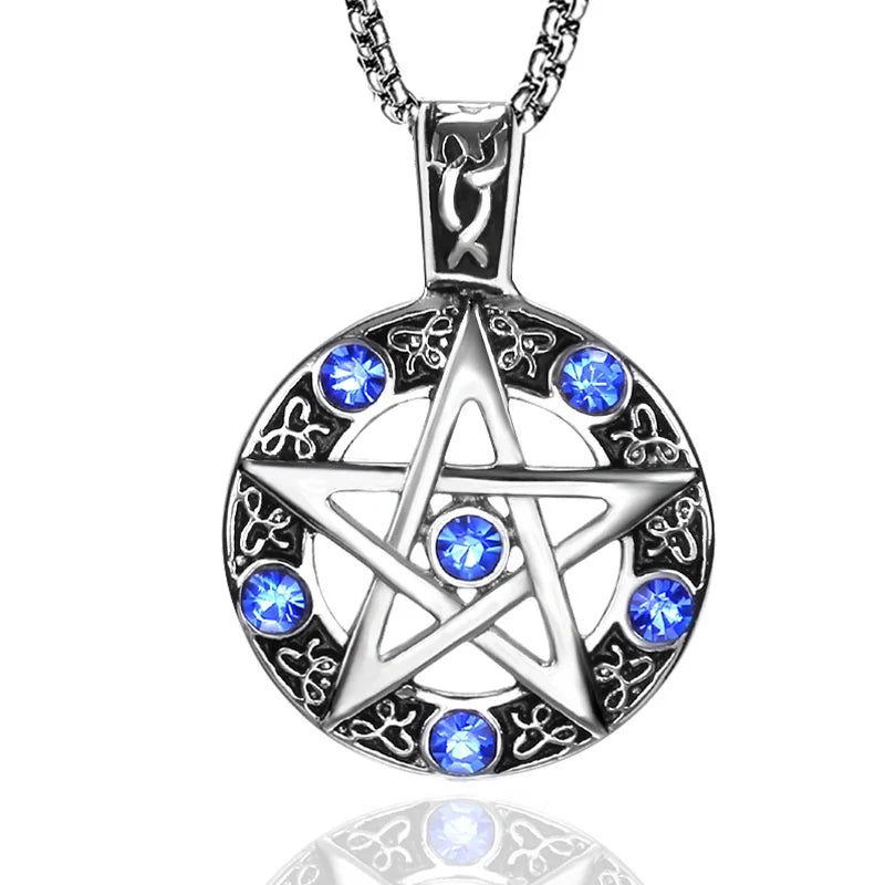 Collana Pentagramma Celtico • Pietra Blu & Rune Viking • Unisex | LoveDrop™ Italia