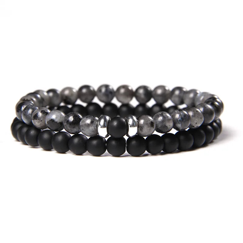 Bracciali di Coppia Premium – Lava Nera & Legno Naturale