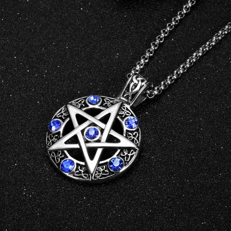 Collana Pentagramma Celtico • Pietra Blu & Rune Viking • Unisex | LoveDrop™ Italia