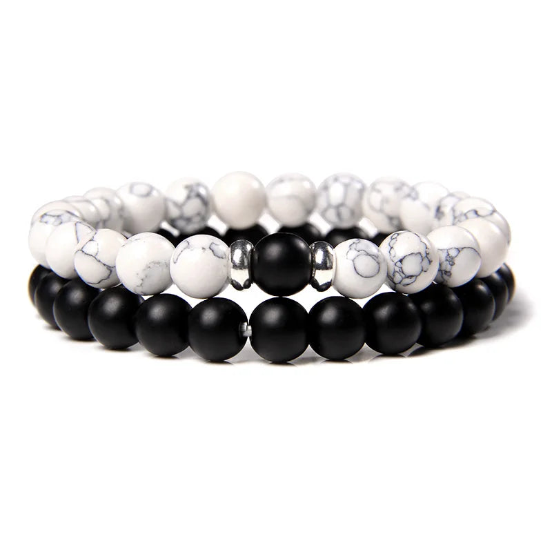 Bracciali di Coppia Premium – Lava Nera & Legno Naturale