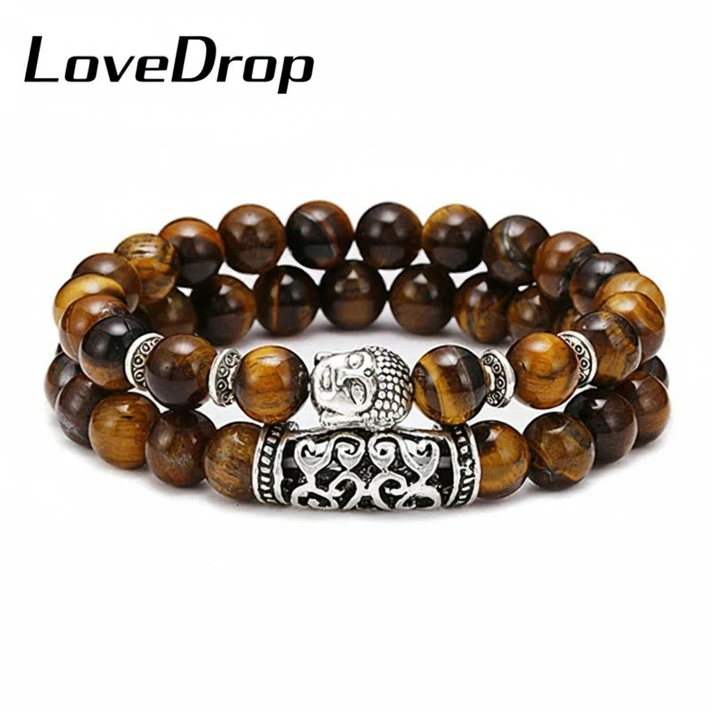 Bracciale di Coppia Distanza – Lava & Occhio di Tigre