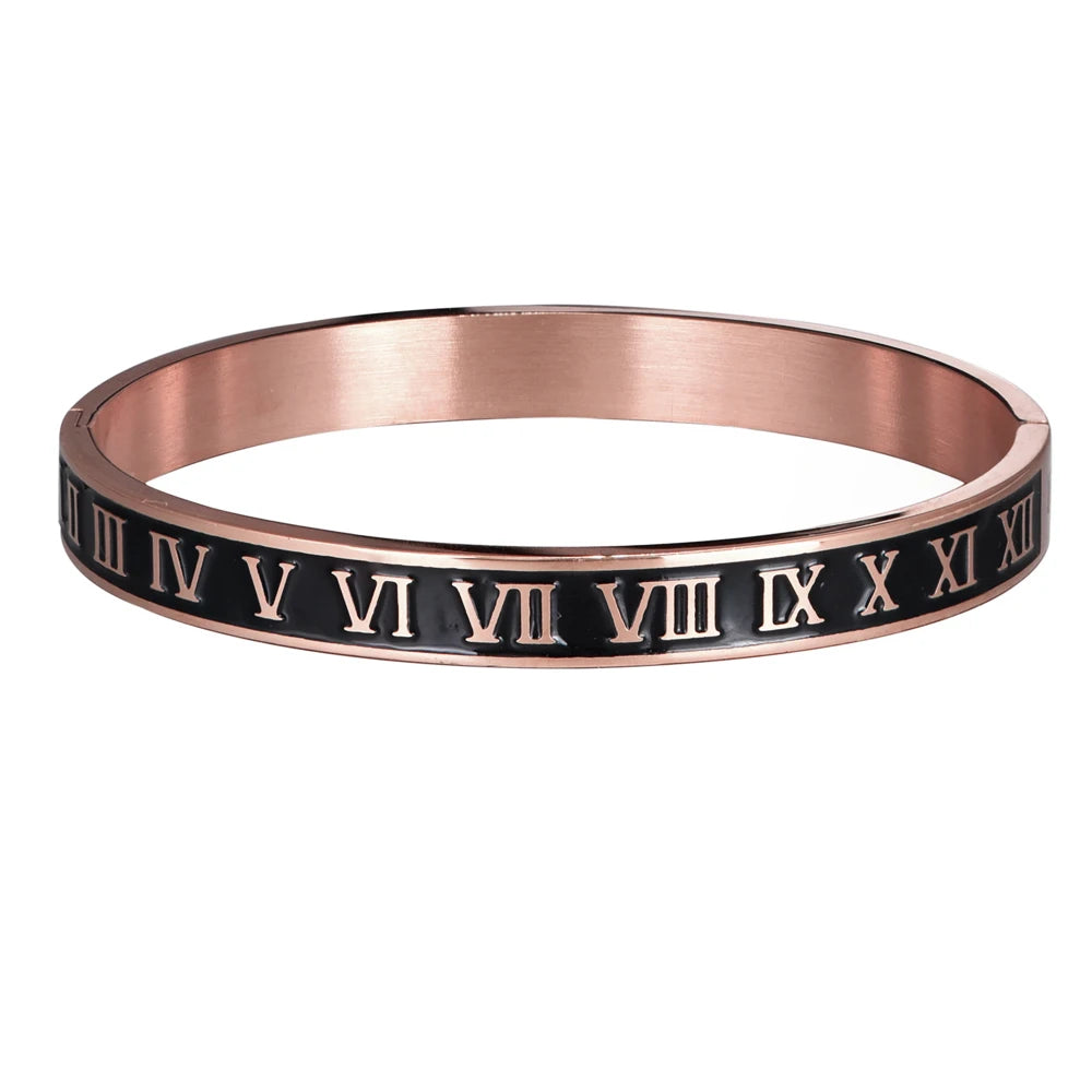 Bracciale Bangle Numeri Romani – Acciaio Smaltato Unisex