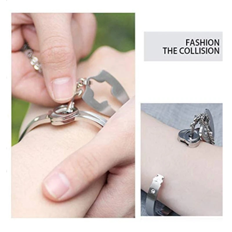 Set Coppia Cuore & Chiave – Bracciale Nero + Collana con Pendente Love