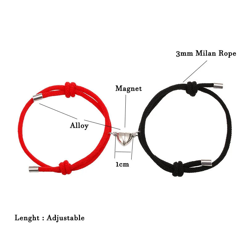 Bracciale di Coppia Magnetico – Cuore Bianco & Nero