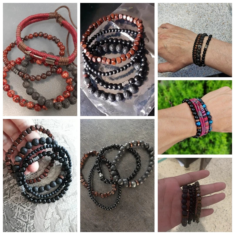 Set Bracciali Uomo – Pietra Vulcanica & Energy Protection