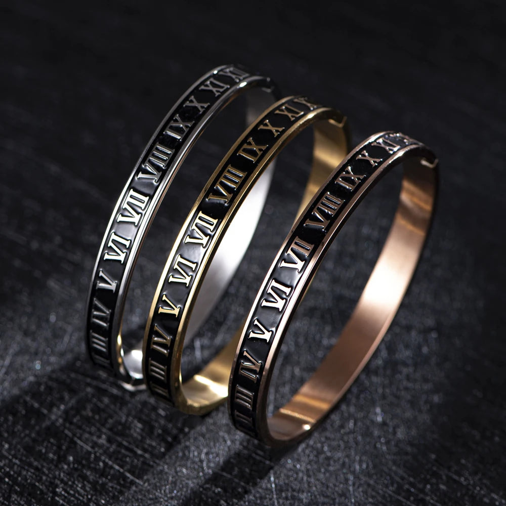 Bracciale Bangle Numeri Romani – Acciaio Smaltato Unisex
