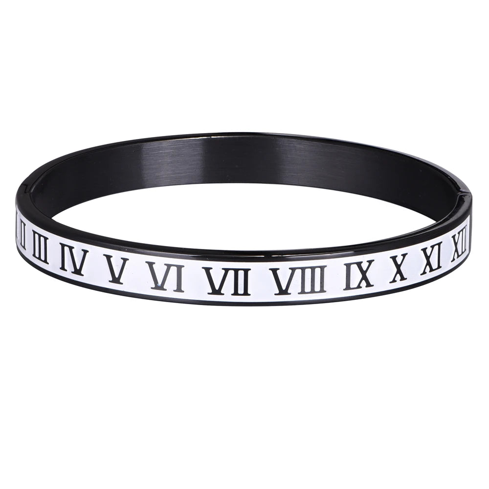 Bracciale Bangle Numeri Romani – Acciaio Smaltato Unisex