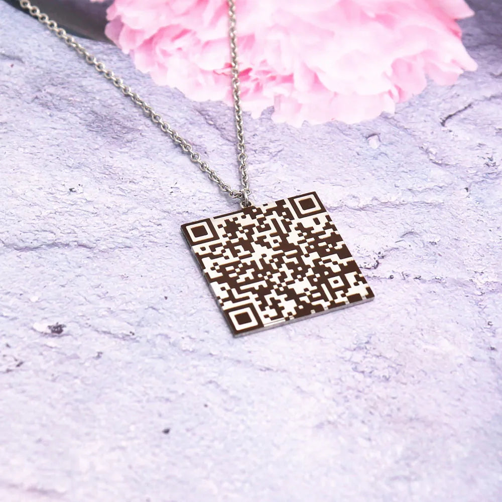 Collana QR Code Personalizzata • Messaggio Segreto • Acciaio Inox | LoveDrop™ Italia