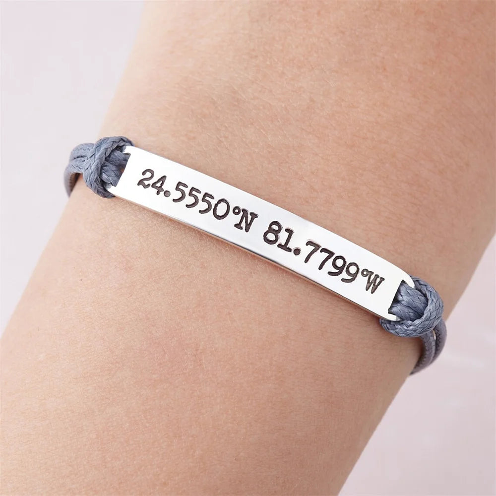 Bracciale Coordinate Personalizzato – GPS in Acciaio Inossidabile