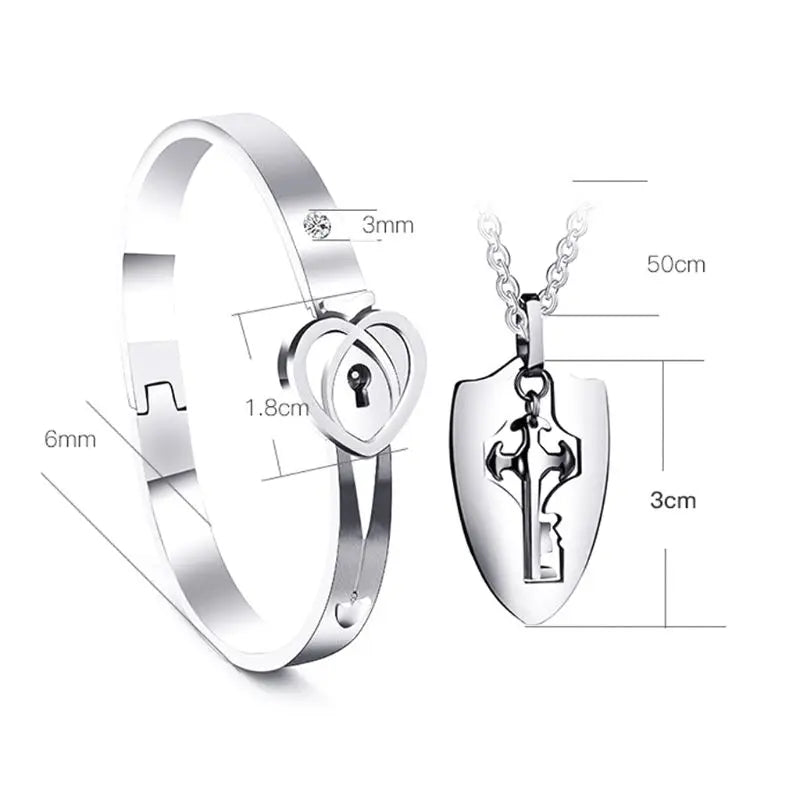 Set Coppia Puzzle – Cuore & Chiave in Titanio